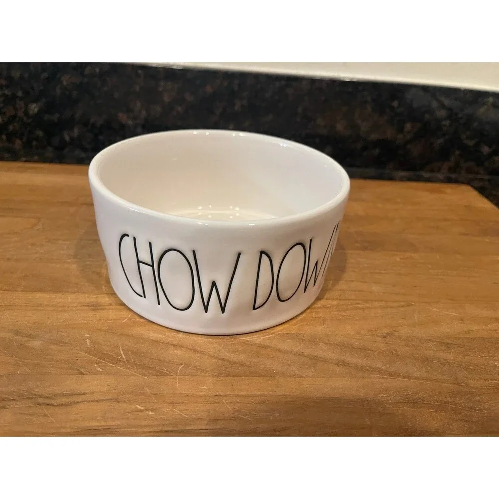 Rae Dunn Artisan “chow down” 6” Dog Ceramic Bowl